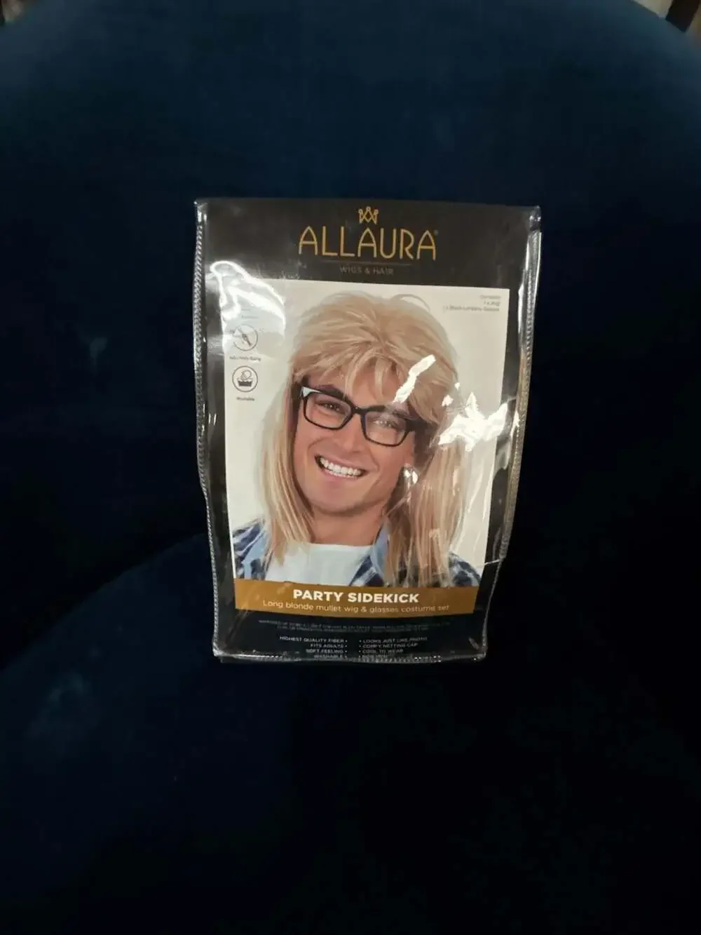 Allaura Party Sidekick Long Blonde Mullet Wig & Glasses Costume Set